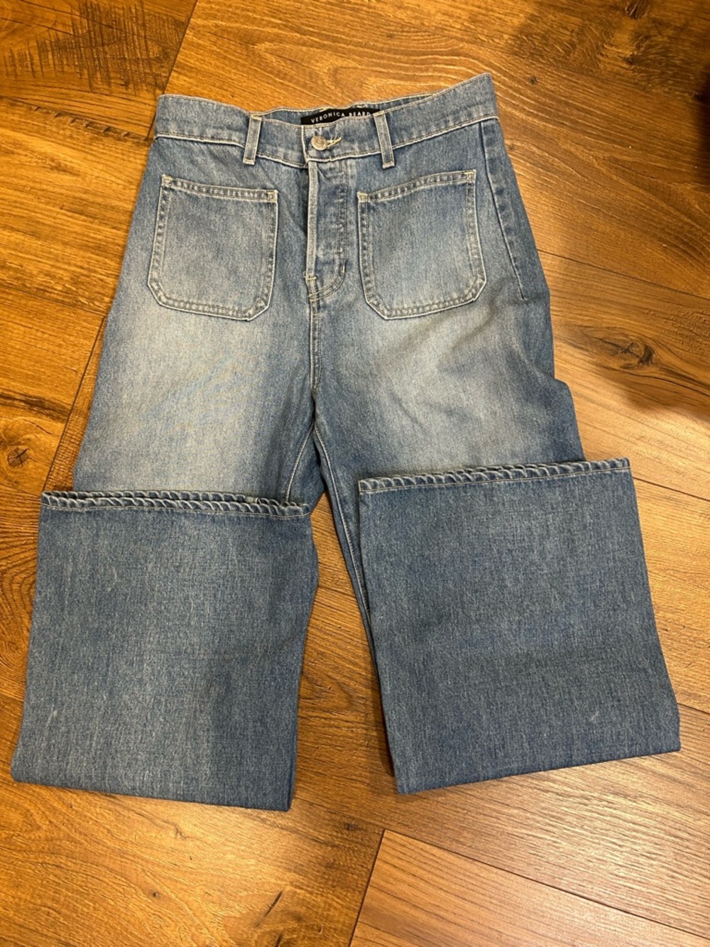 VERONICA BEARD Sz 25 Grant Extra High Rise Wide Leg Button Fly Casual Staple EUC - Picture 2 of 9